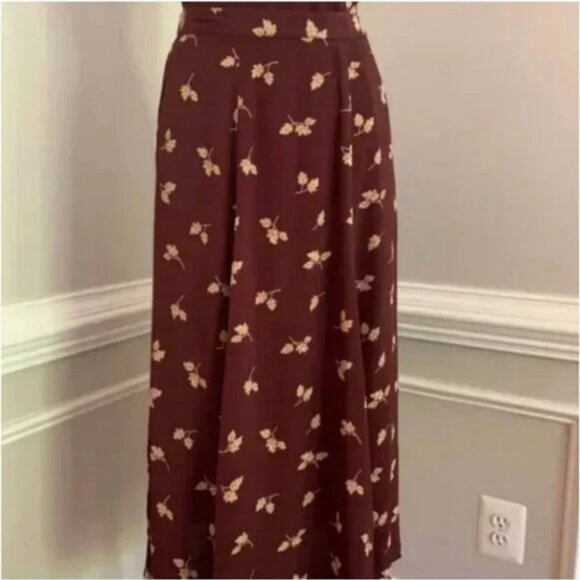 Liz Claiborne Vintage Leaf Print Maxi Skirt Small Petite - Picture 2 of 10